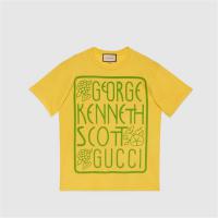 GUCCI 615044 女士黄色 艺术家 Ken Scott 印花系列棉质 T恤