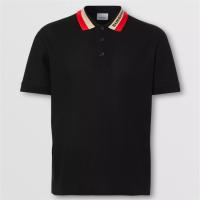 BURBERRY 80392651 男士黑色 徽标装饰珠地网眼布棉质 Polo 衫