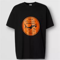 BURBERRY 80406771 男士黑色 鲨鱼图案棉质宽松 T恤衫