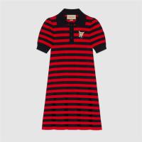 GUCCI 657895 女士红色 条纹针织棉 Polo 裙