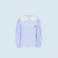 MIUMIU MK1539 女士天蓝色 条纹府绸衬衫