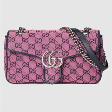 GUCCI 443497 女士粉色 GG Multicolor GG Marmont 小号肩背包