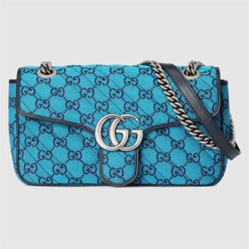 GUCCI 443497 女士浅蓝色 GG Multicolor GG Marmont 小号肩背包