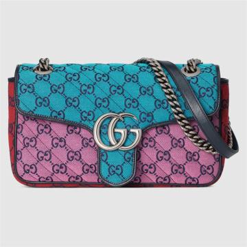 GUCCI 443497 女士浅蓝色 GG Multicolor GG Marmont 小号肩背包