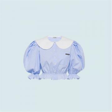 MIUMIU MK1540 女士天蓝色 方格纹衬衫