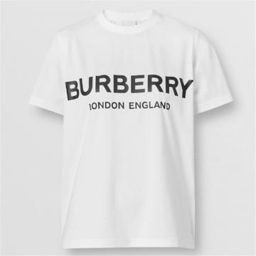 BURBRRY 80088941 女士白色 徽标印花棉质 T恤衫