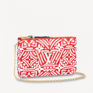 LV M69507 女士红色 LV CRAFTY DOUBLE ZIP POCHETTE 链条包