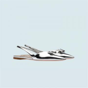MIUMIU 5F467D 女士银色 金属质感织物后饰带芭蕾平底鞋