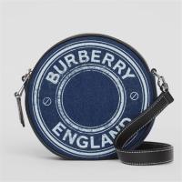 BURBERRY 80398651 女士深帆布蓝色 Louise 徽标图案牛仔布拼牛皮路易丝包
