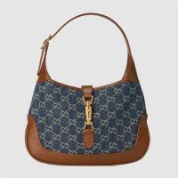 GUCCI 636706 女士深蓝色 GG Denim Jackie 1961 小号手袋