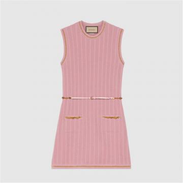 GUCCI 658350 女士粉色 双G 链条连衣裙