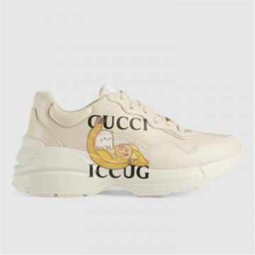 GUCCI 659408 女士白色 Rhyton Bananya 印花运动鞋