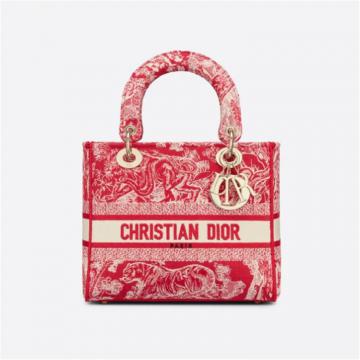 DIOR M0565ORGO 女士覆盆子色 中号 LADY D-LITE 手袋