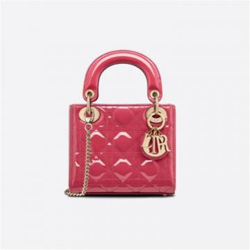 DIOR M0505OWCB 女士莓粉色 迷你 LADY DIOR 手袋