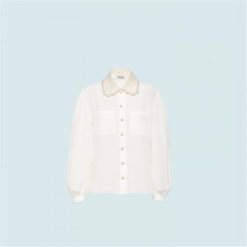 MIUMIU MK1576 女士白色 双绉衬衫 