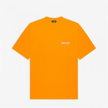 BALENCIAGA 641675TKVE87073 男士橙色 MEN'S POLITICAL CAMPAIGN LARGE FIT T-SHIRT IN FLUO ORANGE 