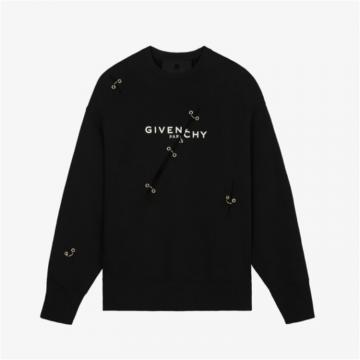 GIVENCHY BMJ0CR3Y6V 男士黑色 GIVENCHY LOGO 金属细节卫衣 