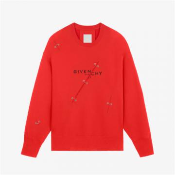 GIVENCHY BMJ0CR3Y6V 男士红色 GIVENCHY LOGO 金属细节卫衣 