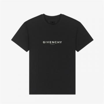 GIVENCHY BM71533Y6B 男士黑色 超大版型 GIVENCHY LOGO T恤 