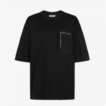 GIVENCHY BM71043002 男士黑色 GIVENCHY 双材质 T恤 