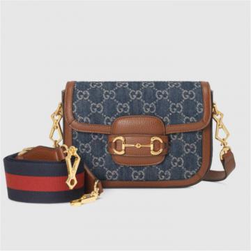 GUCCI 658574 女士蓝色 Gucci 马衔扣 1955 迷你手袋 