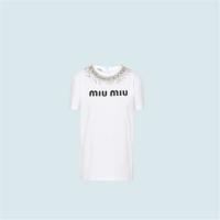  MIUMIU MJN295 女士白色 刺绣平纹针织 T恤