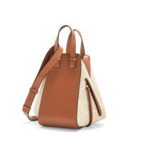 LOEWE A538S35X29 女士咖色 小号 Anagram 提花布和牛皮 Hammock 手袋