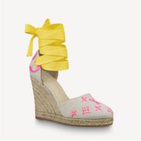 LV 1A8GL8 女士粉色 STARBOARD 坡跟帆布便鞋