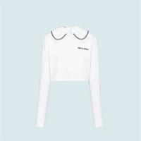 MIUMIU MJL765 女士白色 印花平纹针织 T恤 