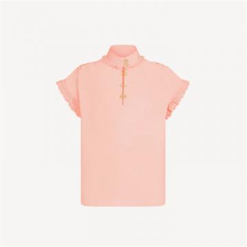 LV 1A92Z7 女士粉色 刺绣立领衬衫
