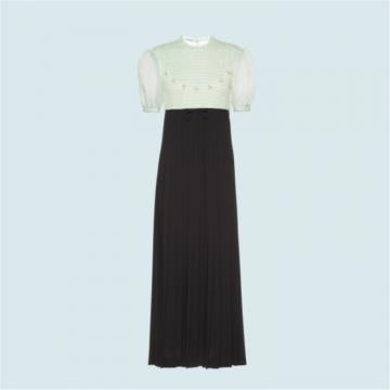 MIUMIU MF4017 女士黑色拼碧绿色 装饰元素 SABLÉ 连衣裙