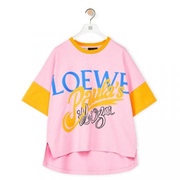 LOEWE S616Y22X16 女士粉色 超大款式棉质短款 T恤