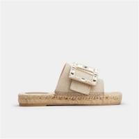 RogerVivier RVW62431140NG71S16 女士米黄色 Strass Buckle Espadrille Mules in Fabrics