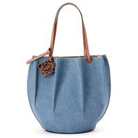 LOEWE A884T51X03 女士蓝色 单宁布和牛皮 Shell Tote 手袋