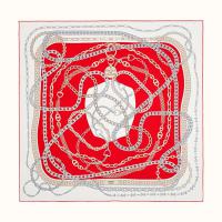 HERMES H003687S 女士红色 链锁反应”90厘米方巾