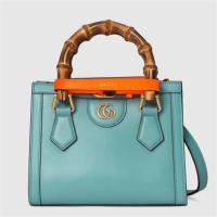 GUCCI 655661 女士浅蓝色 Gucci Diana 竹节迷你托特包