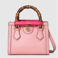 GUCCI 655661 女士浅粉色 Gucci Diana 竹节迷你托特包