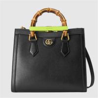 GUCCI 660195 女士黑色 Gucci Diana 竹节小号托特包