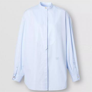 BURBERRY 80387891 女士浅蓝色 专属标识装饰图案棉质宽松衬衫