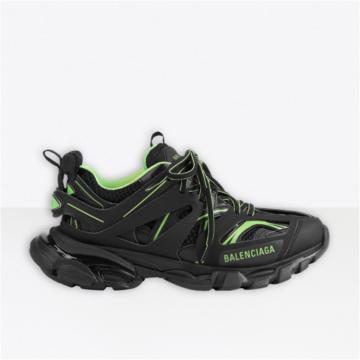 BALENCIAGA 542436W3AC21035 女士黑色拼荧光绿色 Track 运动鞋