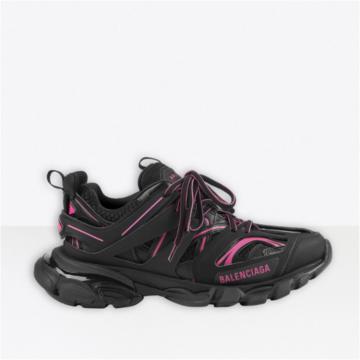 BALENCIAGA 542436W3AC21055 女士黑色拼荧光粉色 Track 运动鞋