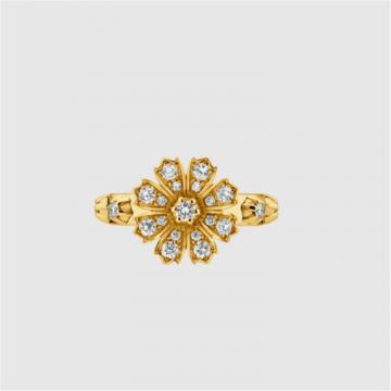 GUCCI 581843 女士金色 Gucci 花卉造型 18k金 钻石戒