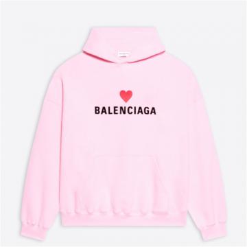 BALENCIAGA 675003TLVC21401 女士粉色 七夕爱心宽松连帽衫