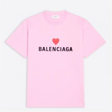 BALENCIAGA 612965TLVC31401 女士粉色 七夕爱心 T恤衫