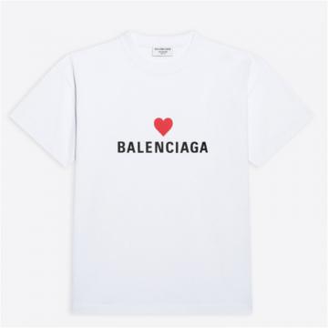 BALENCIAGA 612965TLVC39040 女士白色 七夕爱心 T恤衫