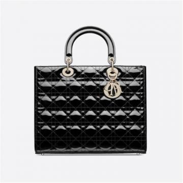 DIOR M0566OWCB 女士黑色 大号 LADY DIOR 手袋