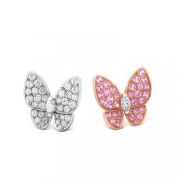 Van Cleef & Arpels VCARO3M600 女士粉色 Two Butterfly 耳环