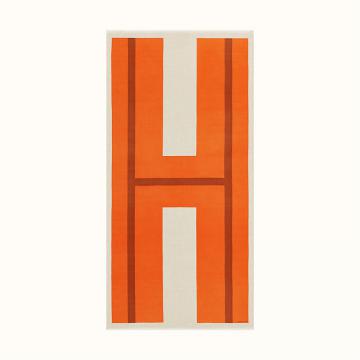 HERMES H223620S 女士橘色 H Jumping 长披肩