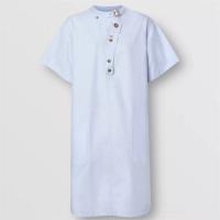 BURBERRY 80387851 女士浅蓝色 短袖棉质牛津罩衫式连衣裙
