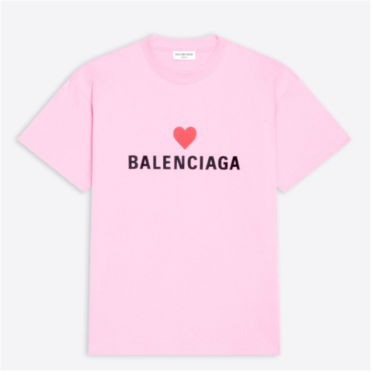 BALENCIAGA 612965TLVC31401 女士粉色 七夕爱心 T恤衫